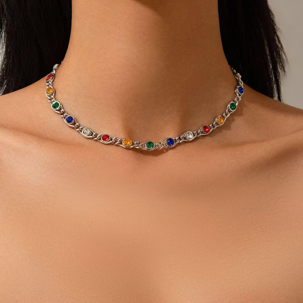 Rainbow Gem Cuban Choker: The Pop of Color Your Closet Needs 