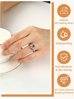 Personalized Family Ring with 3 Birthstones Customized 925 Sterling Silver Ring with Names Crystal AAA+ Cubic Zirconia Stones Jewelry Elegant Finger Decoration for Women : Clothing, Shoes & Jewelry