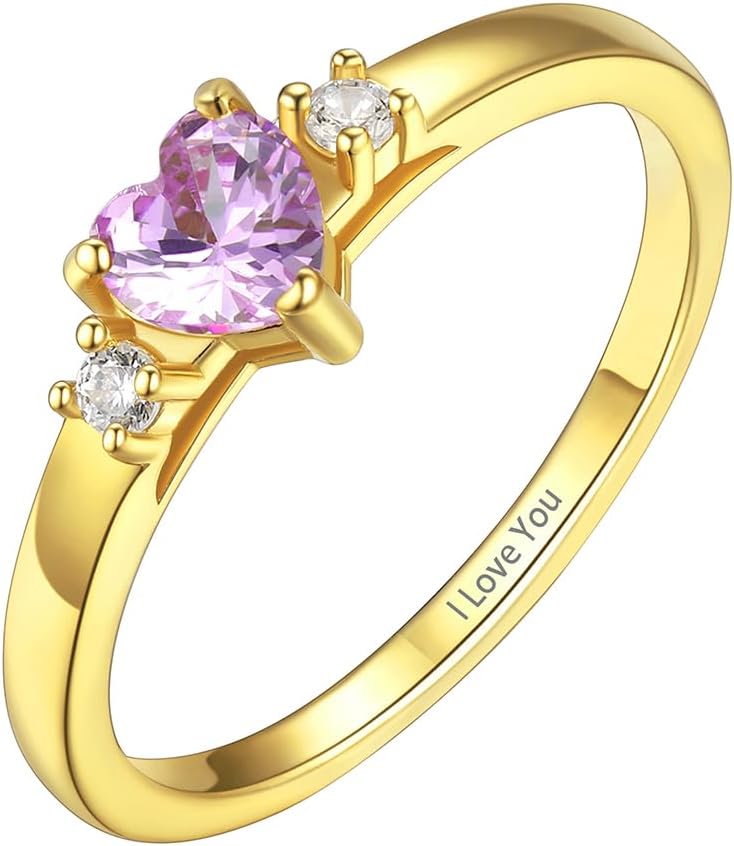 Personalized Family Ring with 3 Birthstones Customized 925 Sterling Silver Ring with Names Crystal AAA+ Cubic Zirconia Stones Jewelry Elegant Finger Decoration for Women : Clothing, Shoes & Jewelry