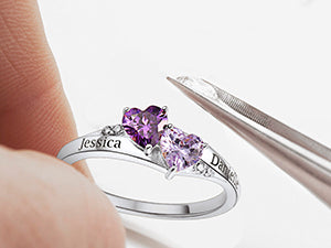 Personalized Family Ring with 3 Birthstones Customized 925 Sterling Silver Ring with Names Crystal AAA+ Cubic Zirconia Stones Jewelry Elegant Finger Decoration for Women : Clothing, Shoes & Jewelry