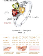 Personalized Family Ring with 3 Birthstones Customized 925 Sterling Silver Ring with Names Crystal AAA+ Cubic Zirconia Stones Jewelry Elegant Finger Decoration for Women : Clothing, Shoes & Jewelry