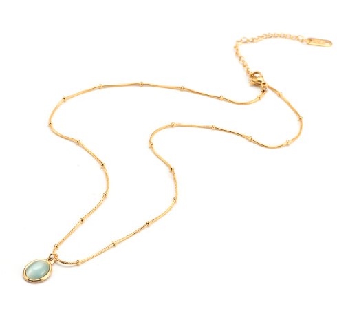 Gemstone Snake Chain Necklaces (2 Tones): Sleek Elegance for Daily Wear