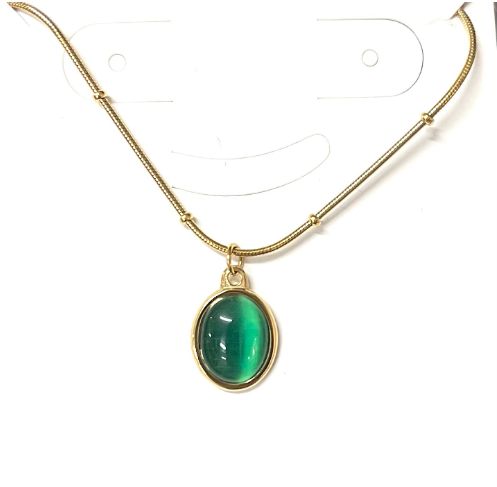 Gemstone Snake Chain Necklaces (2 Tones): Sleek Elegance for Daily Wear