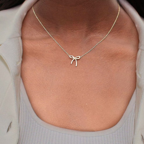 Bow Pendant Necklaces (2 Tones): Dainty Charm for Effortless Style