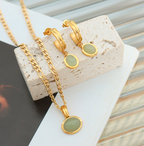Product: Minimalist Gold-Tone & Sage Stone Jewelry Set