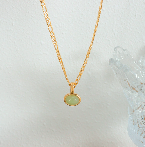 Product: Minimalist Gold-Tone & Sage Stone Jewelry Set