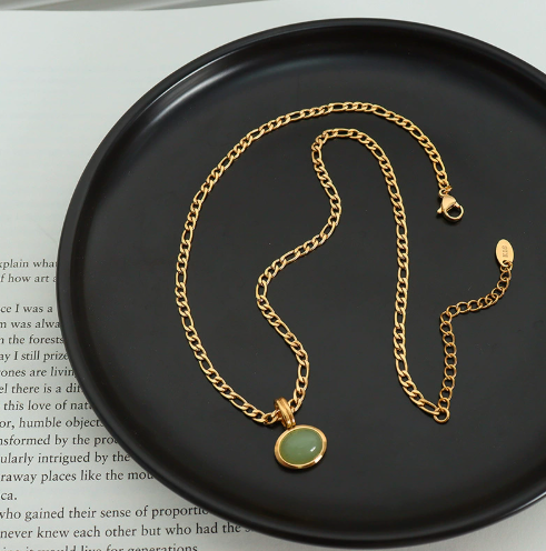 Product: Minimalist Gold-Tone & Sage Stone Jewelry Set