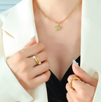 Product: Minimalist Gold-Tone & Sage Stone Jewelry Set