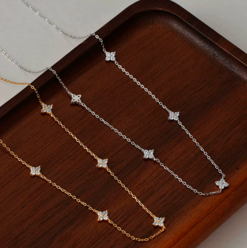Product: Dainty Starburst Station Necklace (2-Tone Options)