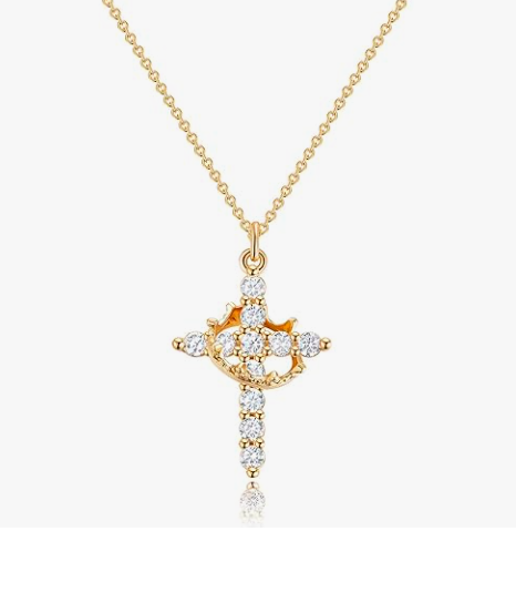 Regal Cross & Crown Pendant Necklace – Timeless Elegance Redefined