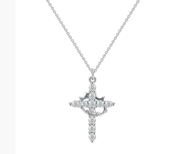 Regal Cross & Crown Pendant Necklace – Timeless Elegance Redefined