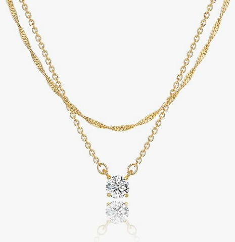 Dual-Layer Solitaire Pendant Necklace – Effortless Glam for Every Vibe
