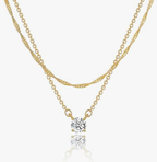 Dual-Layer Solitaire Pendant Necklace – Effortless Glam for Every Vibe