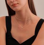 Dual-Layer Solitaire Pendant Necklace – Effortless Glam for Every Vibe