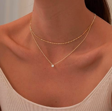 Dual-Layer Solitaire Pendant Necklace – Effortless Glam for Every Vibe