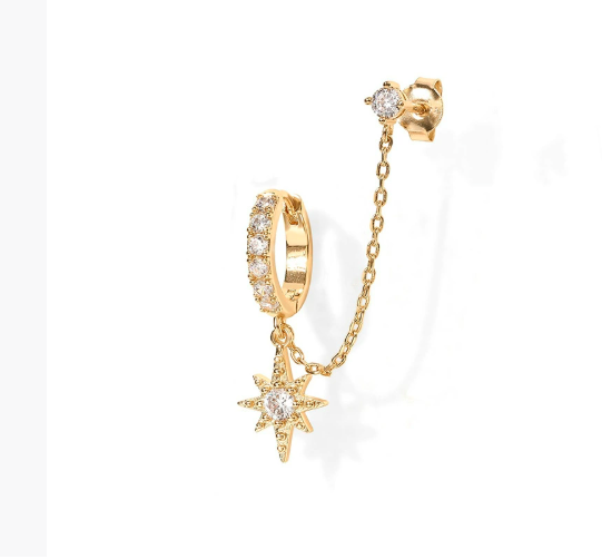 Asymmetric Star & Bar Chain Earrings – Edgy Glam for Bold Stylists