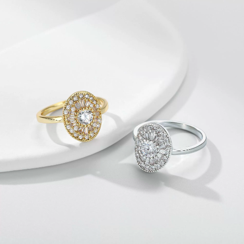 Oval Starburst" Pave Diamond Ring: The Sparkle That Stops Conversations
