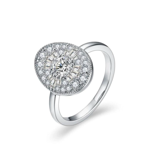Oval Starburst" Pave Diamond Ring: The Sparkle That Stops Conversations 