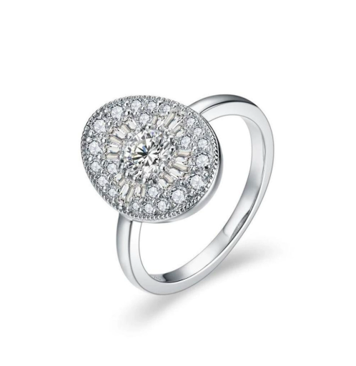 Oval Starburst" Pave Diamond Ring: The Sparkle That Stops Conversations 
