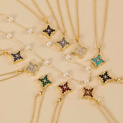 Quatrefoil Enamel & Pearl Dainty Necklaces