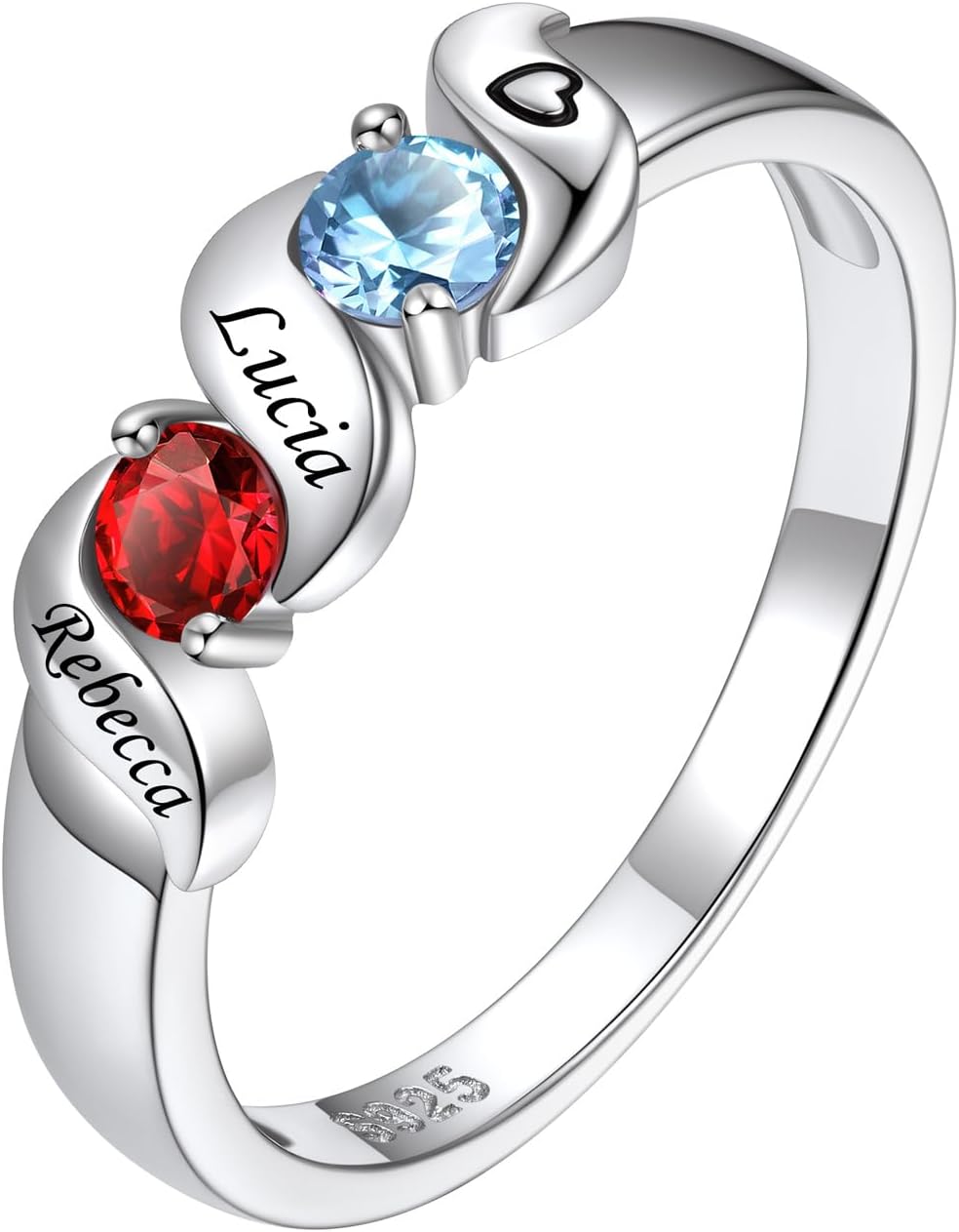 Sterling Silver Personalized Mothers Ring with 4 Birthstones for Mom Engraved Name Ring for Women Promise Rings for Her Custom Family Ring for Wife Grandmother Jewelry Gifts : Clothing, Shoes & Jewelry