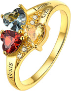 Personalized Family Ring with 3 Birthstones Customized 925 Sterling Silver Ring with Names Crystal AAA+ Cubic Zirconia Stones Jewelry Elegant Finger Decoration for Women : Clothing, Shoes & Jewelry