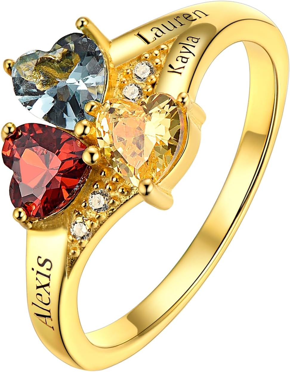 Personalized Family Ring with 3 Birthstones Customized 925 Sterling Silver Ring with Names Crystal AAA+ Cubic Zirconia Stones Jewelry Elegant Finger Decoration for Women : Clothing, Shoes & Jewelry
