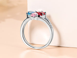Personalized Family Ring with 3 Birthstones Customized 925 Sterling Silver Ring with Names Crystal AAA+ Cubic Zirconia Stones Jewelry Elegant Finger Decoration for Women : Clothing, Shoes & Jewelry