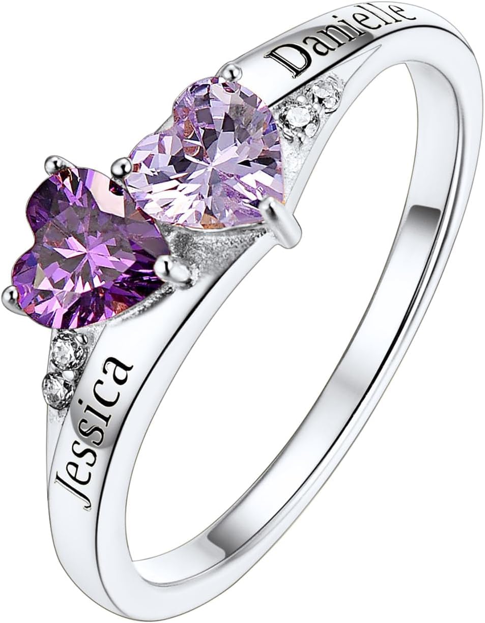 Personalized Family Ring with 3 Birthstones Customized 925 Sterling Silver Ring with Names Crystal AAA+ Cubic Zirconia Stones Jewelry Elegant Finger Decoration for Women : Clothing, Shoes & Jewelry