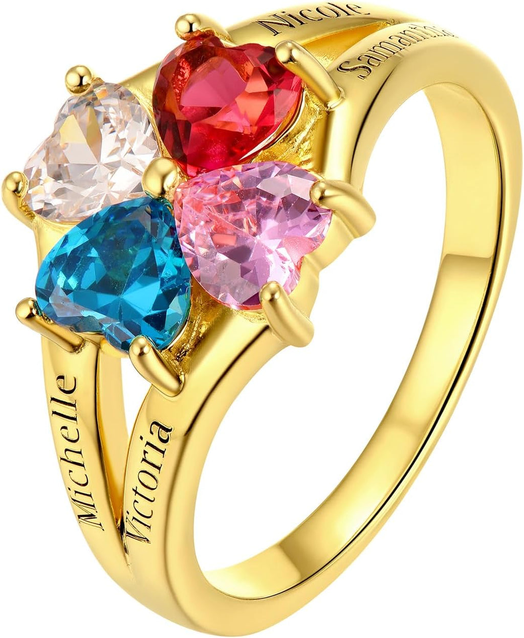 Personalized Family Ring with 3 Birthstones Customized 925 Sterling Silver Ring with Names Crystal AAA+ Cubic Zirconia Stones Jewelry Elegant Finger Decoration for Women : Clothing, Shoes & Jewelry
