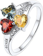 Personalized Family Ring with 3 Birthstones Customized 925 Sterling Silver Ring with Names Crystal AAA+ Cubic Zirconia Stones Jewelry Elegant Finger Decoration for Women : Clothing, Shoes & Jewelry